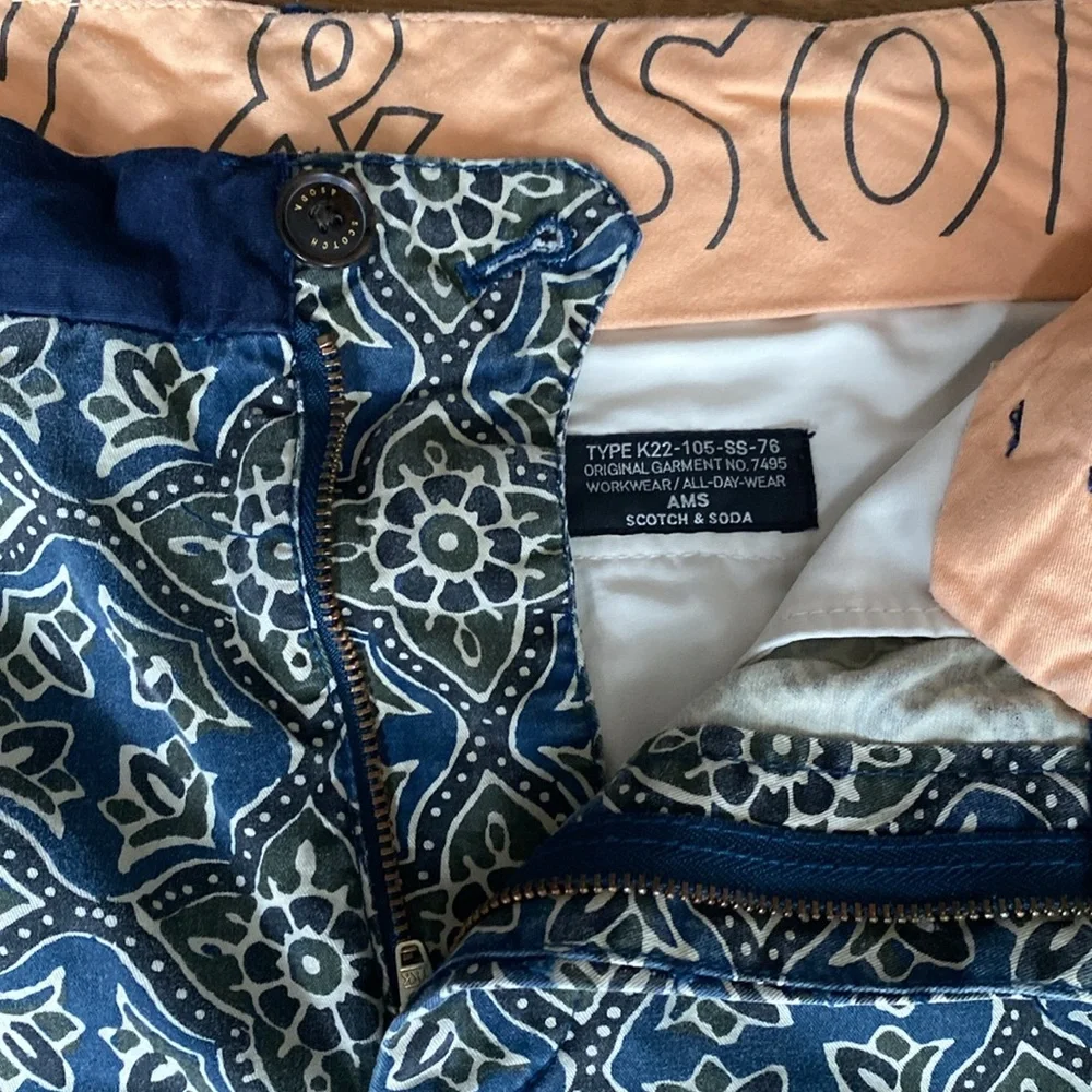 Scotch & Soda Navy Floral Patterned Shorts - Picture 3 of 8